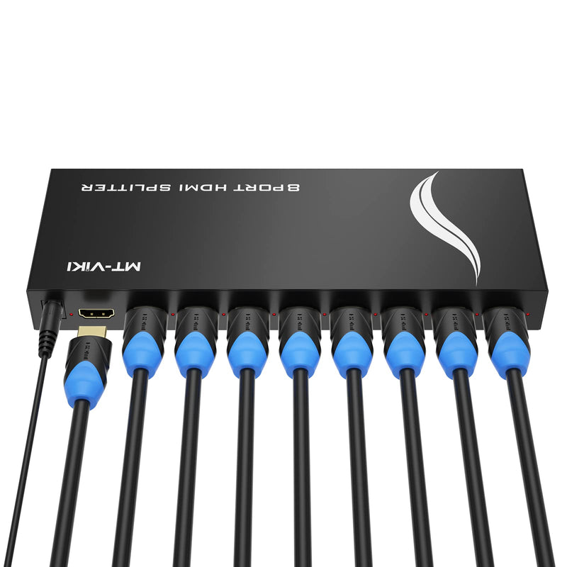  [AUSTRALIA] - MT-VIKI 4K 1x8 HDMI Splitter 1 in 8 Out, 8 Port Powered HDMI Splitter Multi Monitor Outputs 3D 4Kx2K@30Hz for Projector, HDTV