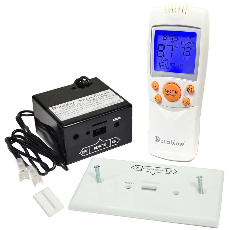  [AUSTRALIA] - Durablow TR1004 Gas Fire Fireplace On/Off Remote Control Kit + Thermostat + Timer + Backlit Transmitter for Millivolt Valve, IPI Module, Replaces Wall Switch or Thermostat RF Wireless On/Off+Timer+Thermostat+Backlit (Battery)