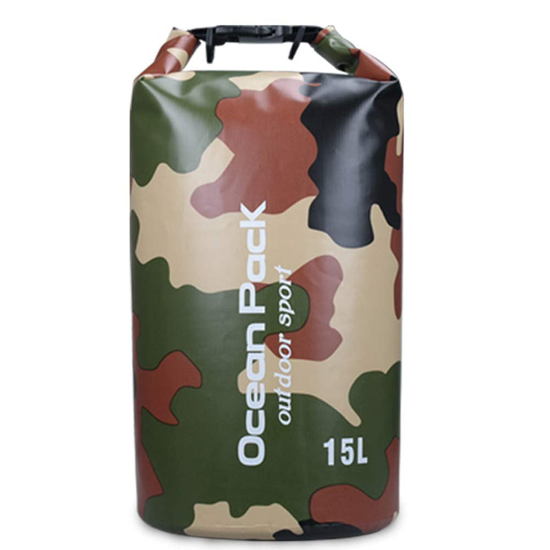 Outdoor Dry Sack/Floating Waterproof Bag 2L/3L/5L/10L/15L/20L/30L for Boating, Kayaking, Hiking, Snowboarding, Camping, Rafting, Fishing and Backpacking (Green, 15L) Green