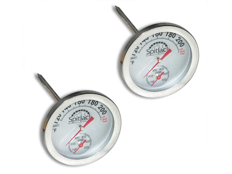SpitJack Dual Sensor Meat and Oven Thermometer for Rotisserie Cooking Whole Pig, Hog, Lamb and Turkey. Internal and External Meat Probe for Grill, Smoker, Oven and Kitchen (2 Pack)