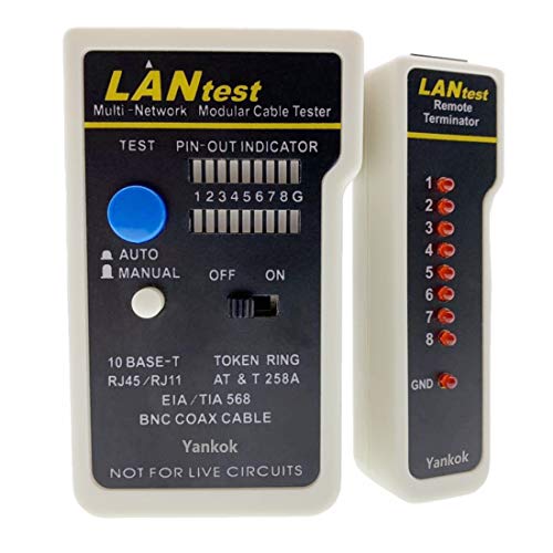 Yankok LANtest Multi-Network Modular Cable Tester Kit for Cat5/5e Cat6, Coaxial, RJ45 RJ11, TIA-568A/568B, Token Ring and Telephone Cables RJ45 & COAX (Black)