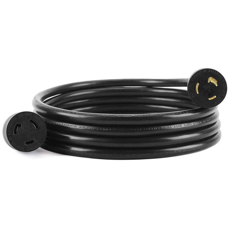 HENGYI L6-20P to L6-20R Heavy Duty Generator Locking Power Cord,Generator Extension Cord, SJTW 12GUAGE,125/250V,20A,Black,3 Prong,10FT