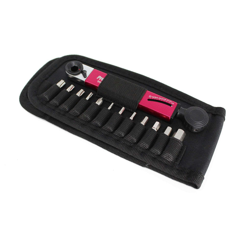 Prestacycle TorqRatchet PRO Wallet Kit – 2–10Nm Torque Wrench & Reversible Ratchet Multi-Tool – Bike Tool Set with 12 Bits – Slim Carry Wallet with Card Pocket – 60Nm Rated