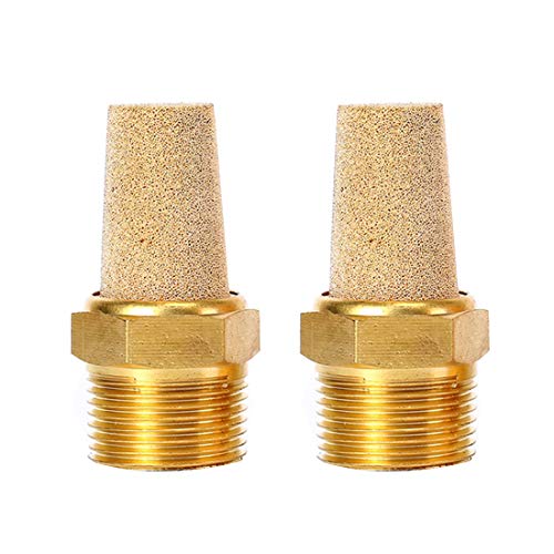 Quickun Air Pneumatic Mufflers, 1/2" Male Thread Sintered Bronze Exhaust Muffler Silencer (Pack of 2) 1/2" Male (2Pcs)