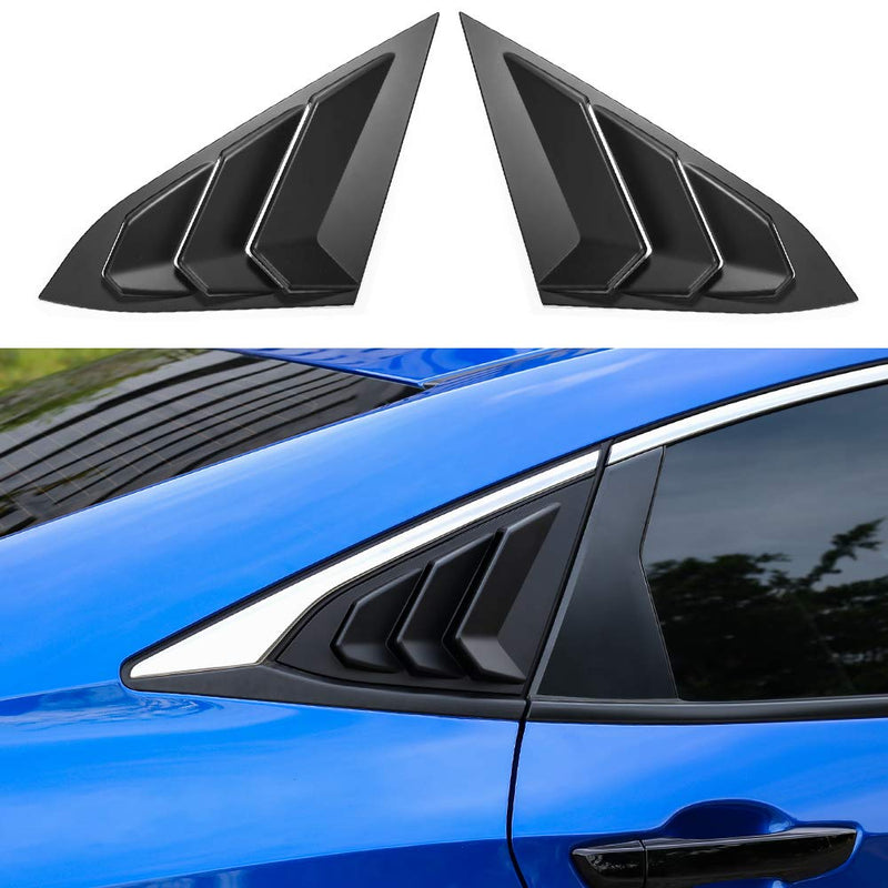 Thenice for 10th Gen Civic Rear Side Window Louvers Racing Style Triangular Window Glass Blinds Compatible with Honda Civic Sedan 2021 2020 2019 2018 2017 2016 -Matt Black matt black