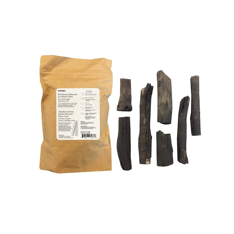 Binchotan Charcoal from Kishu, Japan - Water Purifying Charcoal for Great-Tasting Water, Half Pound Value Pack