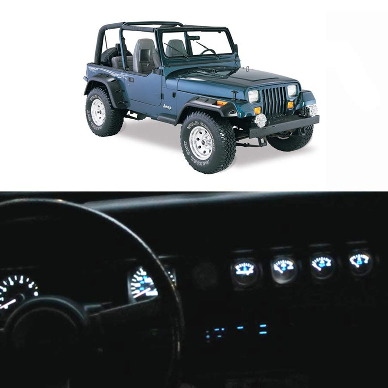 WLJH Bright White Instrument Panel Gauge Cluster Speedometer Tachometer Indicator Bulb Full Led Light Kits Package Replacement For Jeep Wrangler 1992-1995