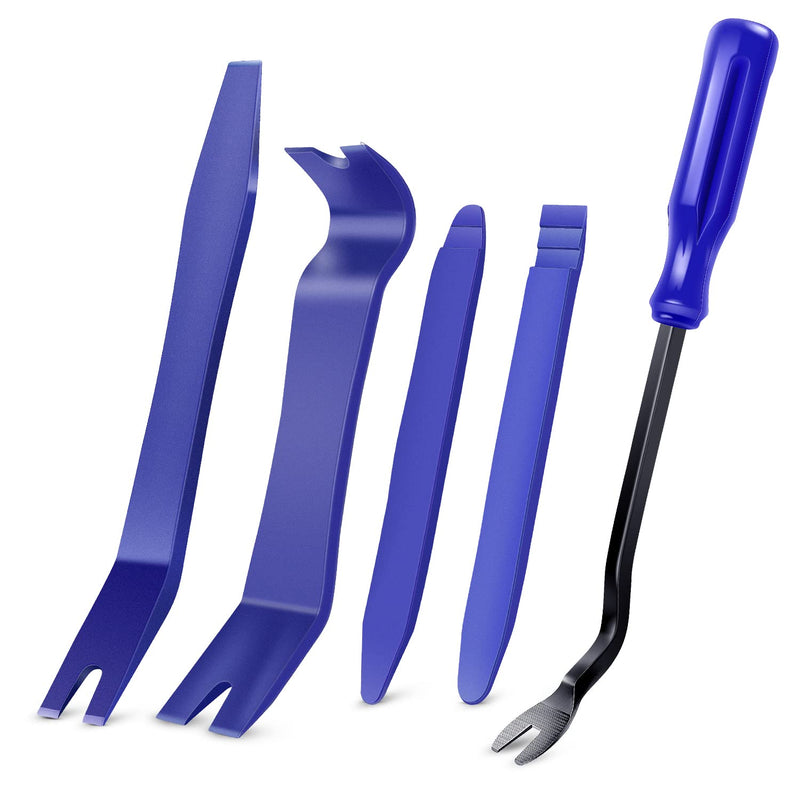 GOOACC 5PCS Auto Trim Removal Tool Kit No-Scratch Pry Tool Kit for Car Door Clip Panel & Audio Dashboard Dismantle -5PCS Blue
