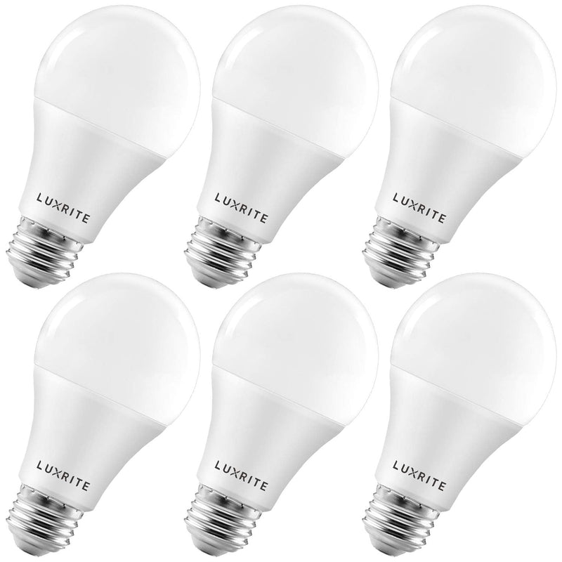 Luxrite A19 LED Light Bulbs 100 Watt Equivalent Dimmable, 5000K Bright White, 1600 Lumens, Enclosed Fixture Rated, Standard LED Bulbs 15W, Energy Star, E26 Medium Base - Indoor and Outdoor (6 Pack) 5000k (Bright White) 6 Count (Pack of 1)