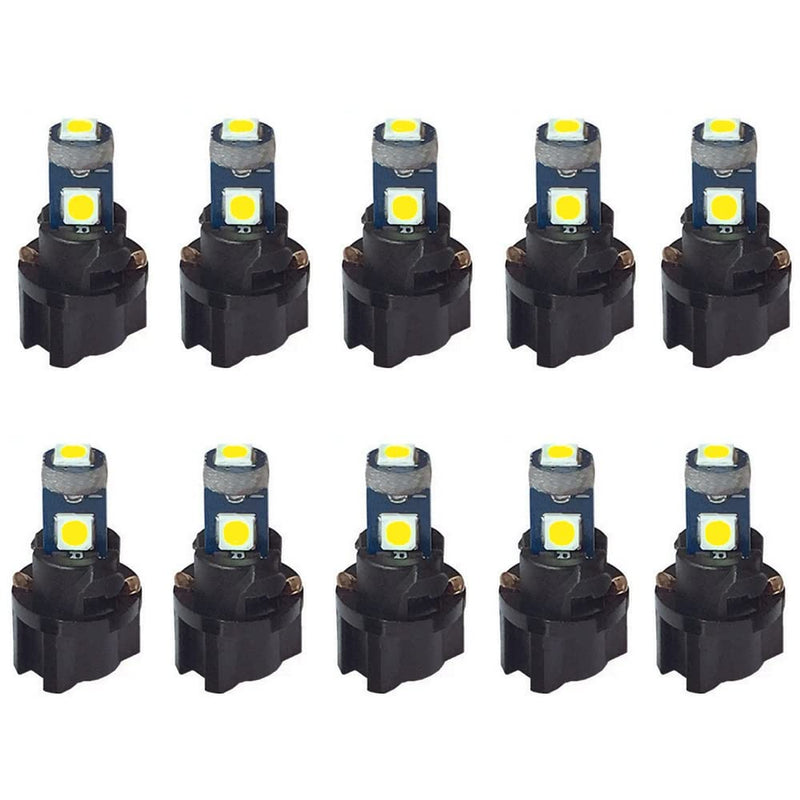 BlyilyB 10-Pack T5 37 74 LED Bulb With Twist Lock Socket PC74 PC37 Dashboard Instrument Panel Gauge Cluster Light 10PCS White