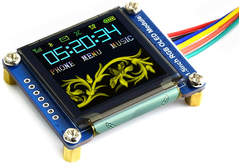 waveshare 1.5inch RGB OLED Display Module, 128x128 Pixels 16-bit High Color (65K Colors) SPI Interface Compatible with Arduino Raspberry Pi Jetson Nano STM32 1.5inch RGB OLED Module