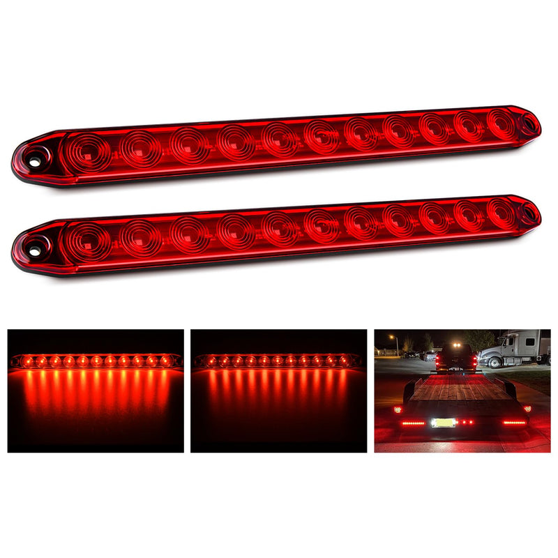 Nilight 2PCS 16Inch 11 LED Red Trailer Light Bar for Parking Stop Turn Signals Tail Brake DOT Compliant IP65 Waterproof Truck ID Marker 2Pcs 16" Red 11LED