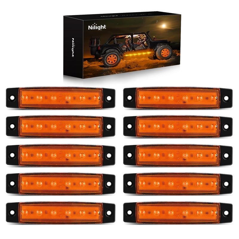 Nilight TL-14 10PCS 3.8” 6 Amber Indicator Rear Side Truck Trailer RV Cab Boat Bus Lorry LED Marker Clearance Light
