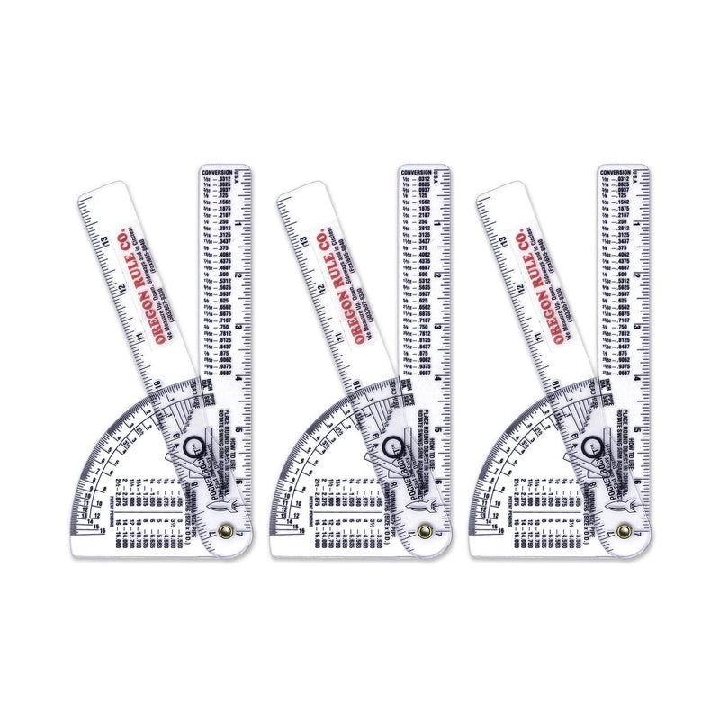 Clear Pipe Caliper/Diameter Caliper and Ruler - Fractional - 3 Pack