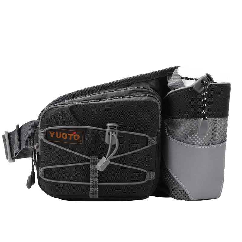 Waist Pack with Water Bottle Holder for Running Walking Hiking Fanny Pack Hydration Belt Black