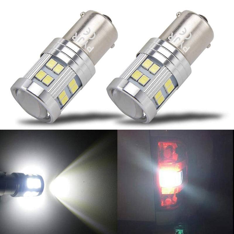 1156 Reverse Light LED Bulbs, PYJR P21w 1141 Ba15s 7506 LED Light Bulbs, 1000 Lumens 6000K Xenon White, with Projector, for Backup, Reverse Light, lawn mower headlights, lawn tractor Bulb.(pack of 2) 1156-Blanc