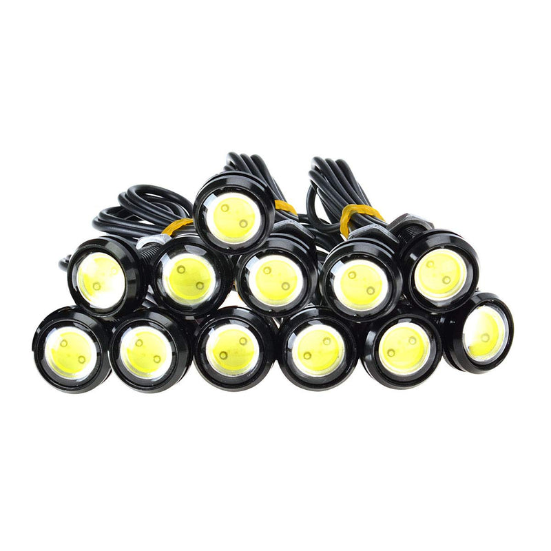 Kawell 12 Pack Universal High Power White 9w LED Eagle Eye Bumper DRL Fog Light Motorcycle Light Daytime Running DRL Tail Backup Light Car Motor Clearance Marker Lights 12Pcs White Eagle Eye Lights