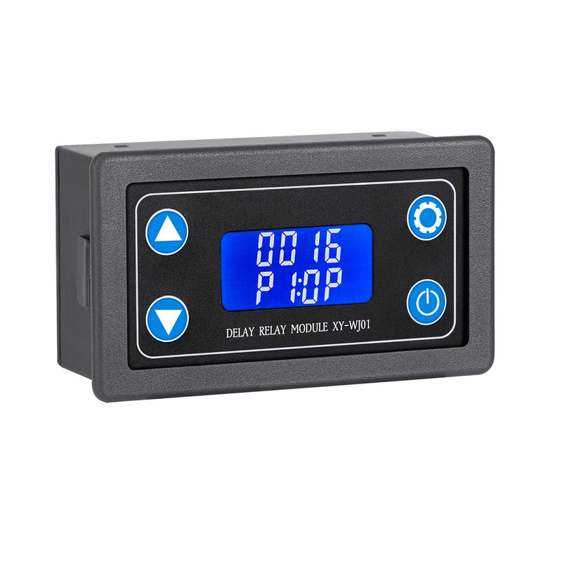 DROK Delay Relay Module, DC 6-30V Timer Relay 12V 24V 0.01s-9999min 50mA Digital Timer Cycle Delay Switch Module AC 220V Power On-Off Controller with LCD Display Switch Button Case 10A