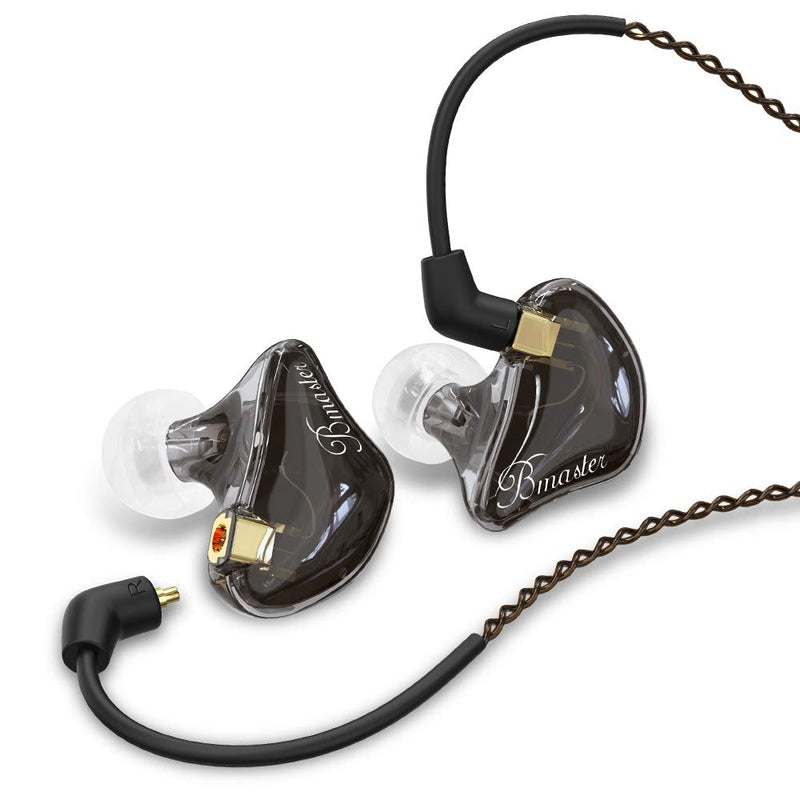 BASN Triple Driver in Ear Monitors Bmaster in-Ear Headphones with Silver-Plated MMCX Cable Ideal Earphones for Musicians Sound Engineers and DJs (Dark Brown) Black