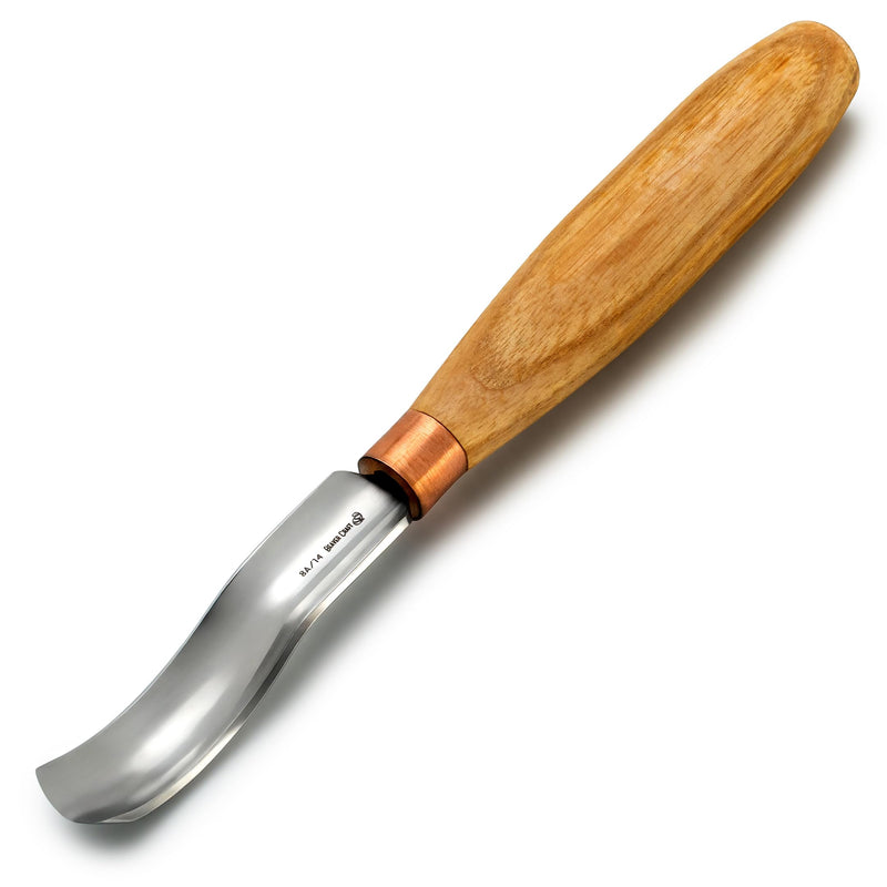 BeaverCraft, Wood Carving Bent Gouge K8a/14 0.55" - Spoon Carving Tools - Woodworking Hand Chisel Compact Wood Carving Knife for Beginners and Profi - Hobbies for Adults and Kids - Carbon Steel Blade