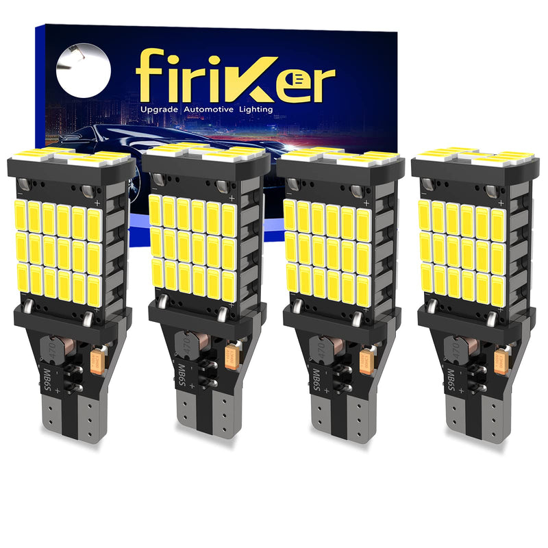 4PCS Super Bright 921 T15 912 W16W LED Reverse Lights, Error Free 904 Led 921 Bulbs 45SMD-4014 Chipsets, 912 921 906 LED Car Bulbs For Car Truck Backup Reverse Lights, 1500 Lumens 6500K White