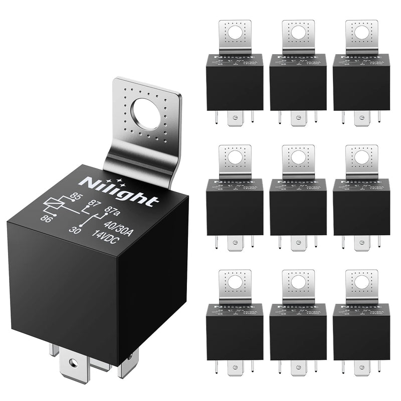 Nilight 10 Pack SPDT 5PIN Electrical Relays 12V 30/40 Amp 5-Pin Switch Relay for Automotive Car Truck Marine Boat 5Pin Electrical Relay