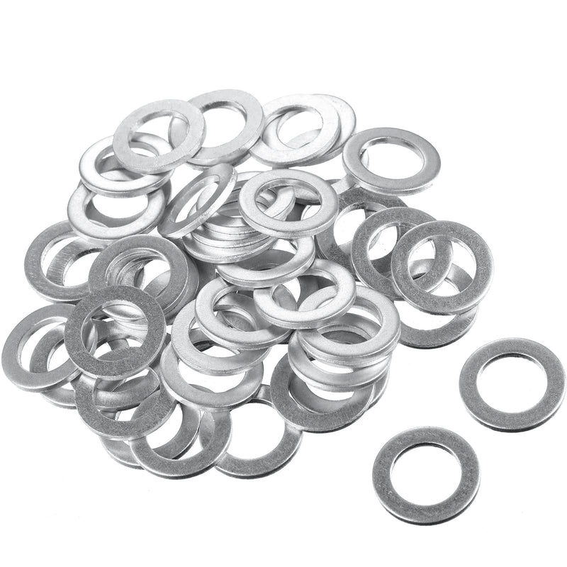 Mudder 50 Pieces Aluminum Engine Oil Crush Washers 14 mm Drain Plug Gaskets (Compatible with Honda OEM 94109-14000 Civic Part)