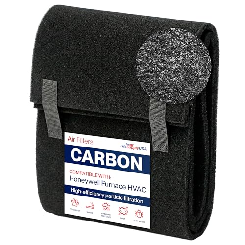 Cut to Fit Activated Carbon Filter Sheet 10x49" Compatible with Honeywell Furnace HVAC, Universal Air Purifier Charcoal Filter Roll for HVAC, AC, Window, Range Hood by LifeSupplyUSA 10 x 49 in 1 Pack