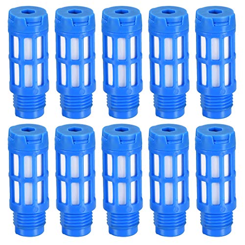 uxcell Plastic Pneumatic Muffler Exhaust Pneumatic Air Line Flow Control Muffler G1/4 Blue 10pcs