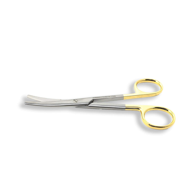 Cynamed TC Mayo Dissecting Scissors with Tungsten Carbide Inserts and Gold Rings - Long, Thick Precision Shears - Medical Grade Premium Quality Stainless Steel (5.5 in, Curved Blades) 5.5 in.