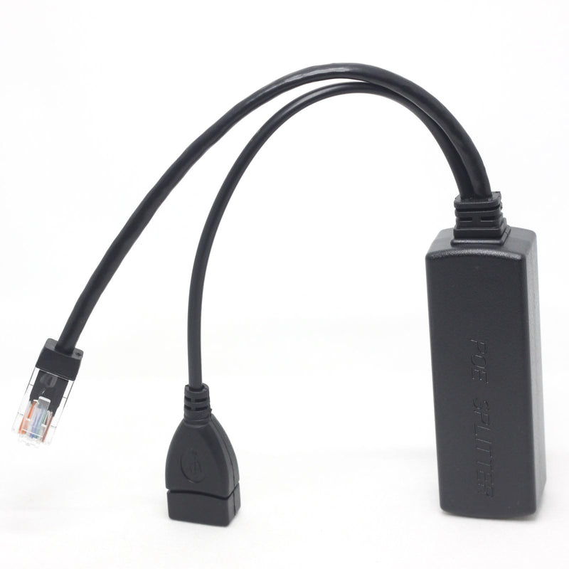 Gigabit Ethernet Active PoE Splitter 48V to 5V 2.4A with USB Female Type A Port