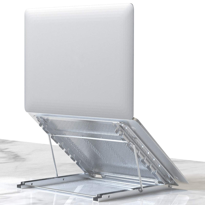 Laptop Stand, Tablet Laptop Holder Stand Foldable Ventilated Adjustable Laptop Computer Holder Desk Stand Universal Lightweight Ergonomic Tray Cooling (Silver) Silver M