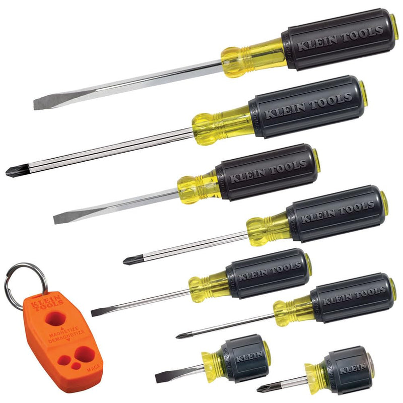 Klein Tools 85148 Screwdriver Set with Magnetizer/Demagnetizer for Magnetic Tips, Flathead and Phillips, Home Improvement, 9-Piece 8-Piece Screwdriver Set