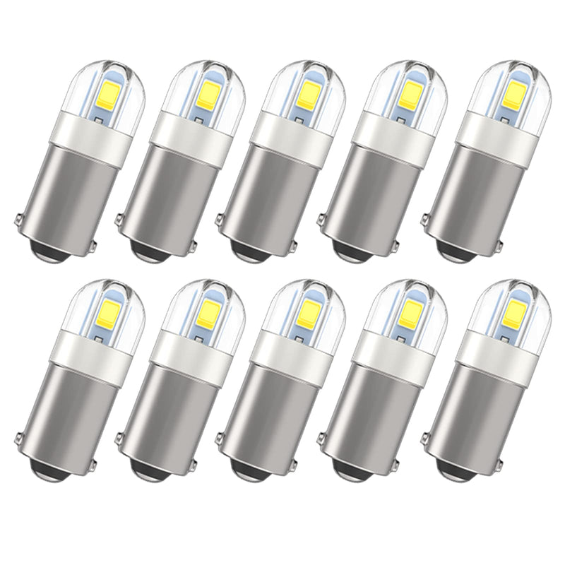 Serundo Auto BA9S Led Car Bulb BA9 1895 1891 53 57 Led Car Bulb, 2SMD 3030Chips 6000K White 47830 64111 3893 LED Car Bulb for Car Interior Dome Map License Plate Glove Box Light etc, Pack of 10pcs BA9S/BA9/3893-10pcs
