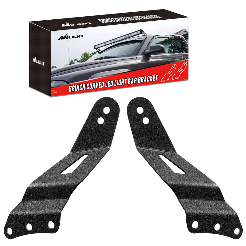 Nilight 90031B 2PCS 52” Curved LED Light Bar Bracket at Upper Windshield Roof Cab for 99-06 Chevy Silverado Suburban Avalanche Tahoe & GMC Yukon Sierra Chevy 1999-2006 /52" Light Bracket