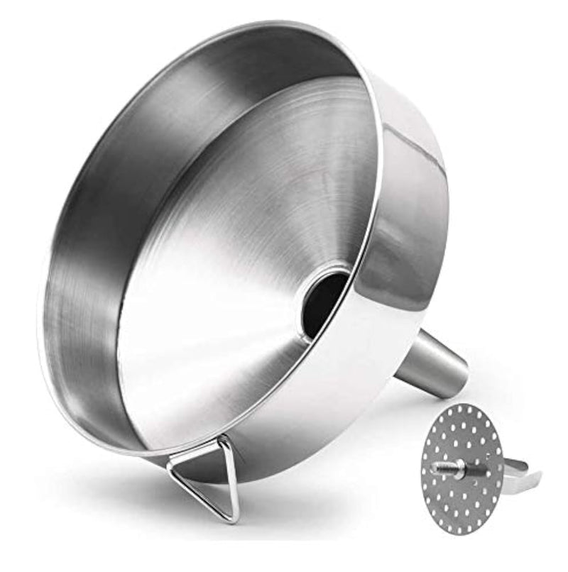 Super Large Stainless Steel Large Funnel with Detachable Strainer/Filter for Cooking Oil and Transmission Liquid and Powder, Food Grade Metal Kitchen Funnels 7.9 Inch