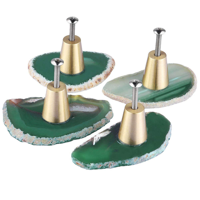 Rockcloud Pack of 4 Agate Slice Cabinet Drawer Knobs Cupboard Dresser Door Pull Home Decorative Furniture Hardware, Green