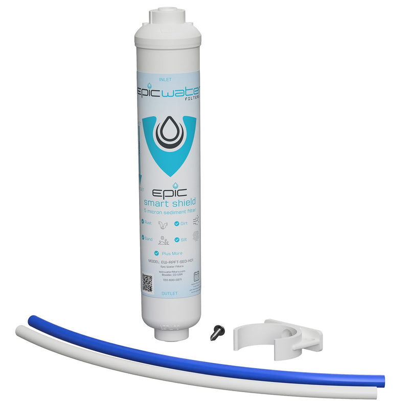 Epic Smart Shield | Sediment Filter Kit | In-Line | 5 Micron | 3/8 Pushfit | Dirt, Rust, Sand, Silt, Debris, Clay, Organic Matter, Fine Particulate