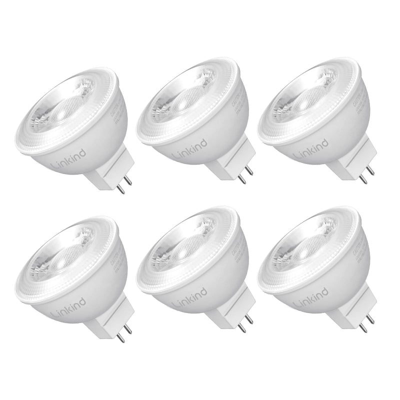 Linkind MR16 LED Bulb Dimmable, GU5.3 Bi-Pin Base LED Light Bulbs, 6.5W (70W Equivalent) 3000K Warm White 640lm MR16 LED Spot Lights, Recessed, Tracking Lights, 12V Low Voltage, 6 Packs Gu5.3-warm White 6 Count (Pack of 1)