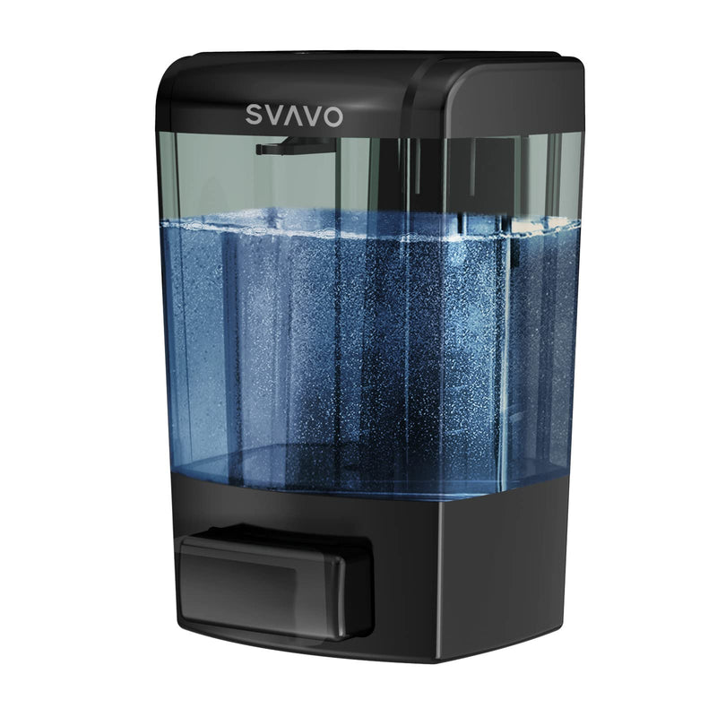 SVAVO Wall Mounted Soap Dispenser Kitchen Bathroom Manual Soap Dispenser Refillable Hand soap Dispenser for Liquid Contianers Shampoo Gel Chamber for Household Commerical 23.7oz (700ml) ABS Black