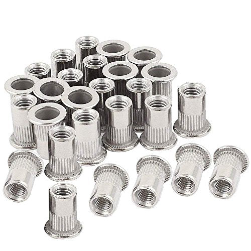 M8 8mm Flat Head Aluminum Rivet Nut Blind Insert Nut Pack of 100