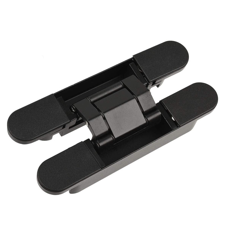 TamBee Hidden Hinges Concealed Door Hinge - Black, Zinc Alloy, Invisible, 3 Way Adjustable for Hidden Door, Bookcase Door and Secret Doors 6 Inch (1 Hinge) 6inch 1pc