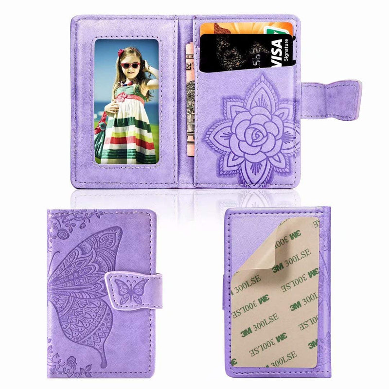 Cell Phone Butterfly Wallet,Credit Card Holder for Back of Phone Pocket 3M Adhesive Sticker Card Pouch Sleeve for iPhone/Samsung Galaxy/Moto/Google/Android and Most Smartphones (A-Purple) A-Purple
