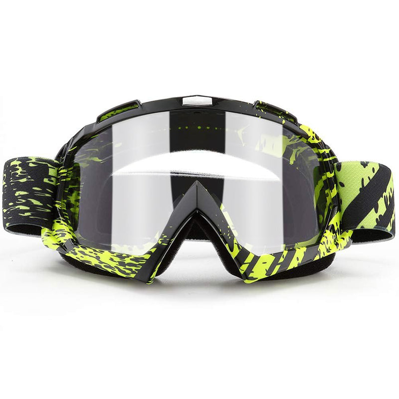 SPOSUNE Dirt Bike ATV Goggles UV400 Motorcycle Goggles for Men Women Youth Motocross Riding Goggles Windproof Dustproof Black Green&clear Lens