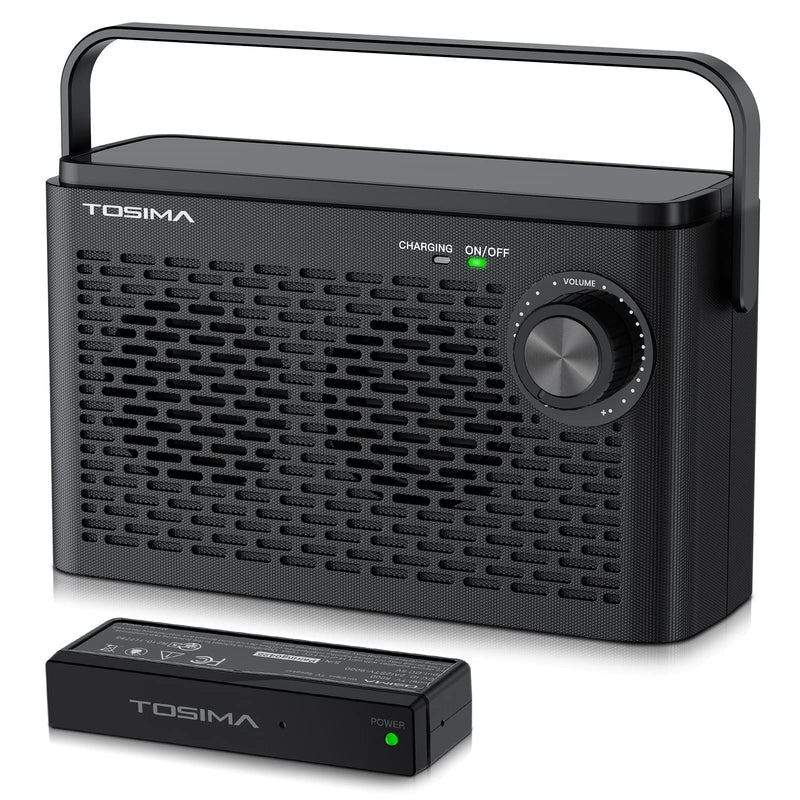  [AUSTRALIA] - Tosima TV-8000 Wireless TV Speakers- Voice Highlighting TV Speakers for Hard of Hearing, Seniors and Elderly, 1000mAh Rechargable Battery, 8-HR Playtime, 2.4G RF Transimitter, 100Ft Range Black
