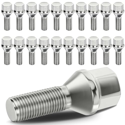 cciyu M12x1.25 Lug Nuts 20Pcs Wheel Lug Bolts 12x1.25 Shank 28mm Hex 17mm Chrome Lug Nuts Set fit for Jeep for Cherokee for Renegade for Compass for Dodge for Dart for Chrysler 200 for Fiat 500X