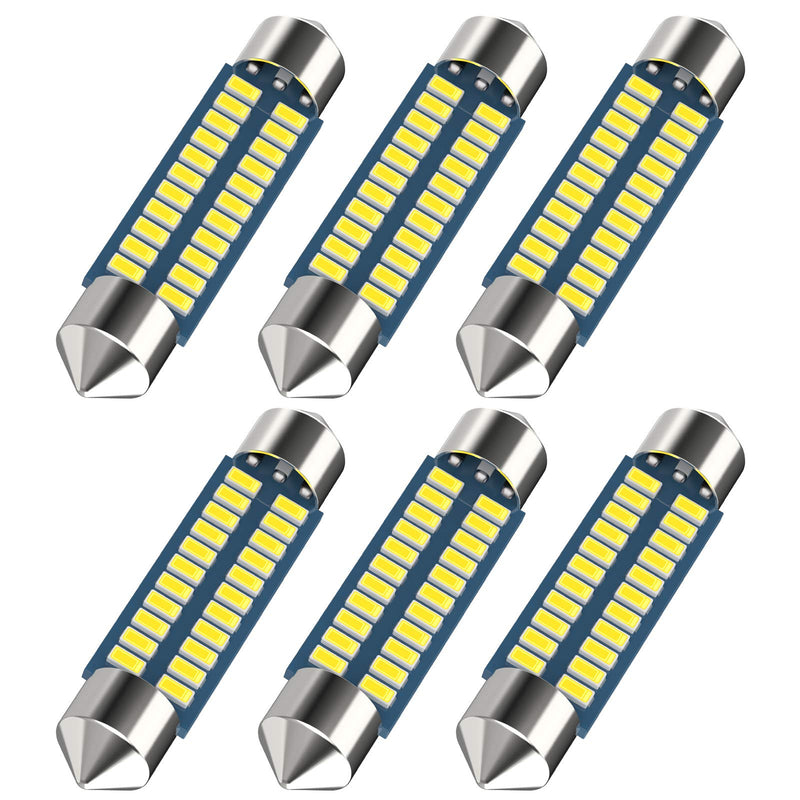 Serundo Auto 578 Led Car Bulb 211-2 Led Car Bulb 41mm 42mm 1.65in 212-2 Led Car Bulb for Car Map Light Dome Light, 22SMD 3014 Chips 6000k White Super Bright Interior Led Car Bulb,Pack of 6pcs 42mm 578 6pcs