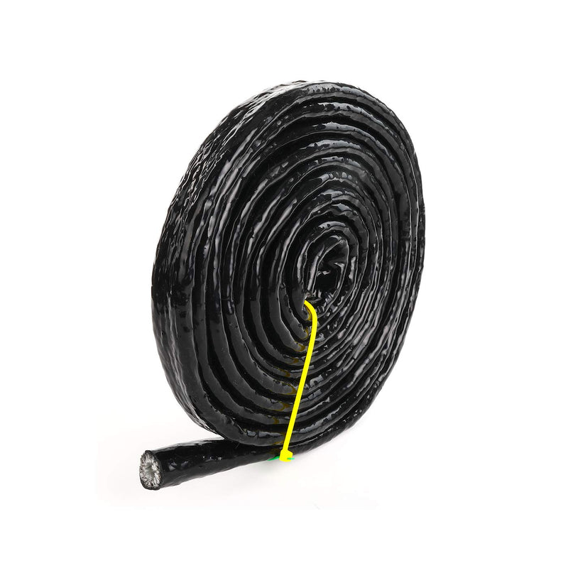 3/4" ID Silicone Coated Fiberglass Heat Shielded Fire Sleeve for Hose Lines & Electrical Wiring, Black, 10 Feet 3/4 ID, 10 Feet