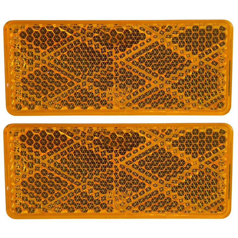 3-1/8" Rectangular Stick On Reflector - Trailers, Trucks, Automobiles, Mail Boxes, Boats, SUV's, RV's, Industrial Strong Adhesive DOT/SAE Approved (Amber, 2) Amber