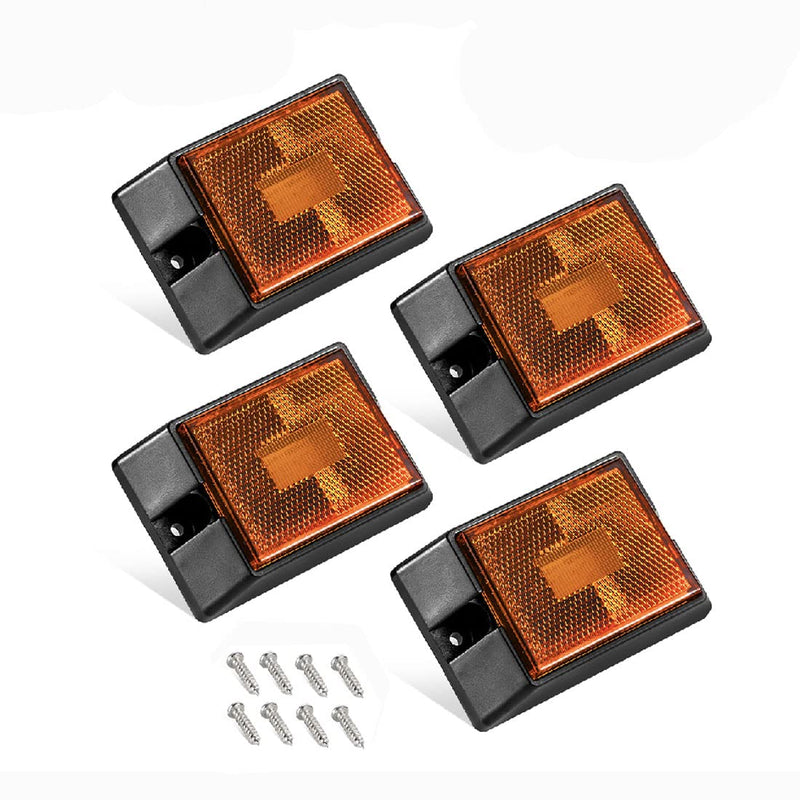 CZC AUTO LED Amber Side Marker Lights Sealed Submersible LED Clearance Reflector Lamps Waterproof Trailer Running Lights for 12V Boat Trailer Truck Marine RV (Amber, 4 pack)